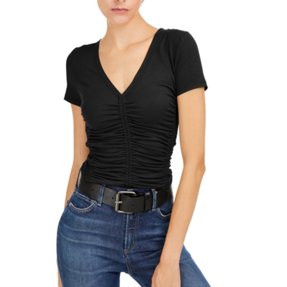 Bar 111 Women's  Ruched Knit Basic  T-shirt
